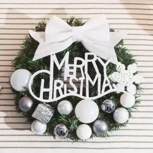 플라워트리 크리스마스 리스 벽장식 폼폼 설정 35cm 소품 데코 문