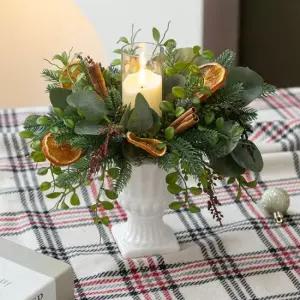 플라워트리 크리스마스 장식 센터피스 겨울 시나몬캔들 set 28cm