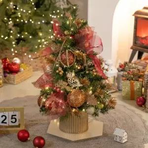 플라워트리 크리스마스 미니트리 화분 라이트 샴페인 60cm 장식