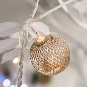 플라워트리 크리스마스 메탈 볼 전구 LED 30P 철재 라인 로즈골드