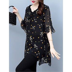 블라우스 롱블라우스 뱃살커버 쉬폰 빅사이즈 숙녀복