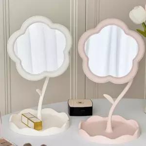 꽃거울 손거울 메이크업 침실 미러 미니 휴대용 작은 접이식 원형 카드거울 손잡이거울