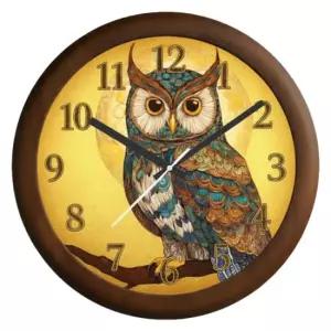 글륵 황금 부엉이 원목 무소음 인테리어 벽시계