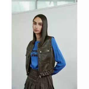 [에고이스트] 페이크레더 크롭 베스트 (ER3FV861)