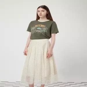 [CC콜렉트] C253MSD007_도트 패턴 롱 주름 스커트