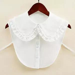 이중 프릴 카라 레이어드 화이트 여성 빅 카라 블라우스 빅사이즈 페이크 케이프 덧카라 이너 여자