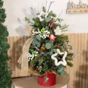 플라워트리 크리스마스 미니트리 화분 포근 화이트별 60cm 장식