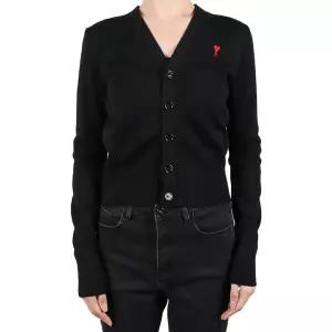 아미 25FW 여성 하트로고 울 가디건 블랙 FKC374 001 009