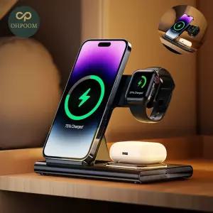 [오품] 충전기어댑터 4in1 애플용 고속 무선충전기 블랙