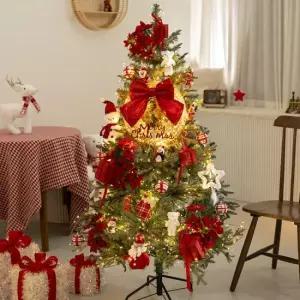 플라워트리 크리스마스트리 장식 세트 레드벨벳포인꽃 150cm 양면
