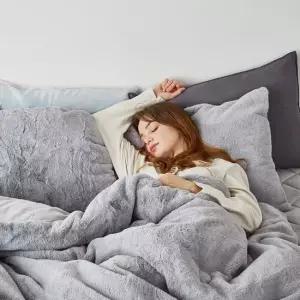 [홈랩] 겨울 장모 극세사 차렵이불 밍크 풀세트 패드+이불+베개커버) 2colors SS Q SK)