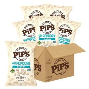 Pipcorn 가보 바다 소금 미니 팝콘 - 127.6g(4.5온스) 6팩 건강한 간식, 글루텐 프리, 옥수수, 짠 스낵