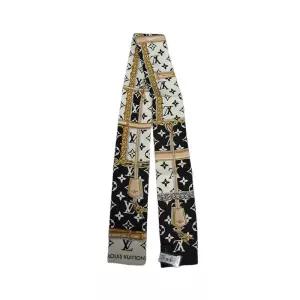 [중고명품] 블랙 화이트 모노그램 컨피덴셜 방도 스카프