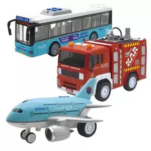 3살유아 공항놀이 비행기 버스 소방차 3종세트 여객기 랜딩 오감발달 생일선물 창의력