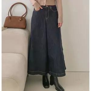 모던스타일 여성 겨울 기모 논페이드 생지 큐롯 청바지 와이드 데님팬츠 치마바지 822802