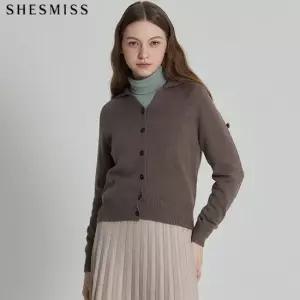 [쉬즈미스] 웜 솔리드 브이넥 카라 니트 가디건