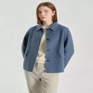 닥스 여성 26SS 그레이쉬블루 핸드메이드 울캐시미어혼방 숏코트 DLCO6A103B5