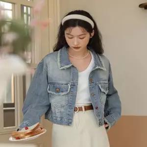 [하프클럽/]디스트로이드 찢청 데님자켓 여성 숏 청자켓 아우터