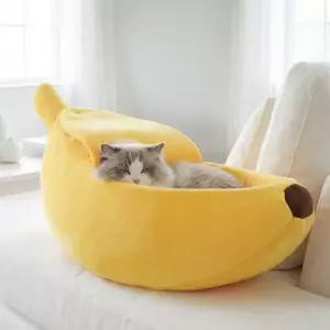 바나나숨숨집 고양이 강아지 숨숨집 하우스 방석 쿠션 