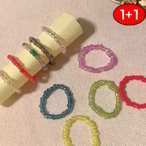 컬러 투명 비즈링 손끝 레이어링 포인트 데일리 감성 반지