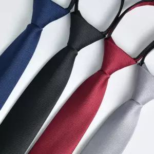 남자 자동 지퍼 넥타이 장례식 결혼식 웨딩 남성 정장 신랑 검정 네이비 아이보리 레드 단색