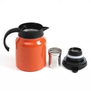 316스텐 이중 진공 보온 보냉 차주전자 900ML 오렌지 분리형 차망 주전자