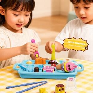 몽테조이 작은 곰 모양 푸딩 급식 세트 역할 놀이 조기 교육 도시락 장난감