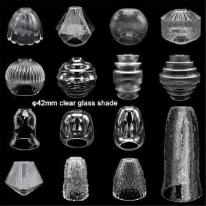 클리어 40mm 42mm 오프닝 보울 호박 유리 갓 교체, E26 E27 조명기구용 골동품 투명 전등갓 커버