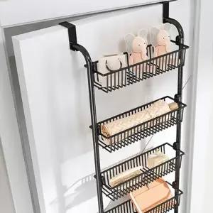 철제 수납 선반 현관 정리 문걸이 다용도 수납 선반 바구니 고리형 정리함 걸이형 수납장 도어 주방 틈새