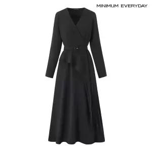 [롯데백화점]미니멈에브리데이/보니스팍스 [미니멈 에브리데이]브이넥 벨트 세트 언발 드레이프 롱 원피스