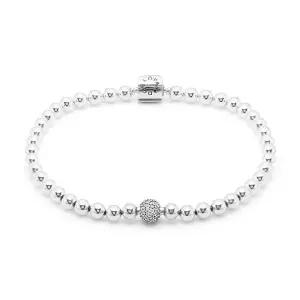 판도라 598342CZ 시그니처 비드 & 파베 실버 팔찌