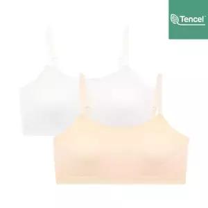 수아팜 주니어 2단계 순수 모달 스포츠 브라 끈나시형 2매 세트_아이보리,스킨