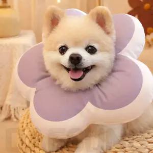 듀오독 플라워 강아지 넥카라 (바이올렛) 방수 고양이 중성화 도넛쿠션 S M L