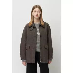 [시슬리](하남점)미뉴엣 디테쳐블 카라 하프 코트 브라운 SACT33561-MW