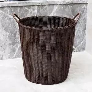 라탄 빨래바구니 브라운 빨래통 세탁 통풍 원형 햄퍼 중형 대형 E586-O
