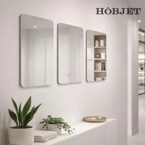 호브제 3mm 아크릴거울 라운드형 스퀘어형 사각 안전 깨지지않는 부착식 붙이는 거울 무타공 소형 중형사이