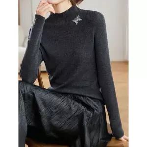 [하프클럽/에이시크]파피용 큐빅 포인트 골지 반목 니트 C26AKN027