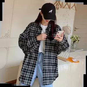 오버핏 루즈핏 박시핏 체크 롱기장 데일리셔츠 캐주얼