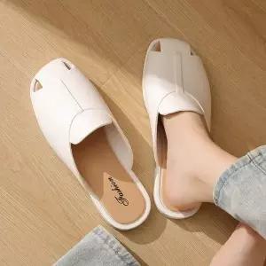 [하프클럽/]여름용 여성 오픈토 슬리퍼 낮은굽 데일리 뮬 컬러