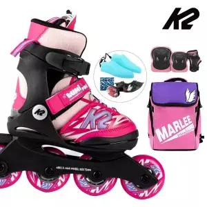 [케이투스케이트]K2 인라인 스케이트 루미 프로 핑크+가방+보호대 아동 어린이 유아 인라인스케이트 신...