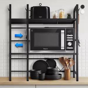 주방 42에서65까지 폭조절되는 전자렌지 수납 팬트리 3단 선반장 우유병 컵건조 소독