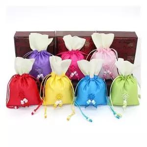 오색 색동 복주머니 전통 실크 설날 추석 한복 주머니 외국인 선물 포장