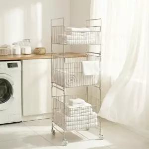 [신제품] 프리미엄 304 올스텐 이동식 대용량 위브 3단 빨래 세탁 바구니