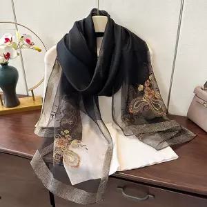 세린느아 실크 스카프 가을 예쁜 머플러 롱 여성 여름 쁘띠 사각 자수 중년 겨울 대형 여자 엄마 K1413레이