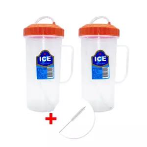 덕신 손잡이 빨대 물컵 500ml x 2개 환자용 요양원 병원용 입원 [색상랜덤] + 세척솔