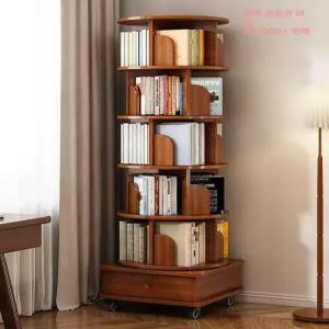 원목회전책꽂이 원형 수납 공간활용 선반 책장 북타워