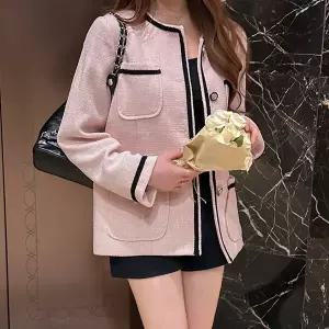 [빅사이즈]이블렛 큐젠프 배색 트위드 노카라 자켓 제이스타일