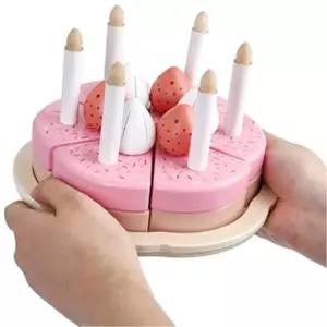 유아 원목 핑크 딸기 생일 케이크 데코 유치원 7살 엄마놀이 역할놀이 손주 5살 선물