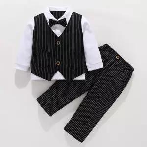 남아 정장세트 스트라이프 조끼 상하세트 유아 수트 돌잔치 결혼식 촬영 3컬러