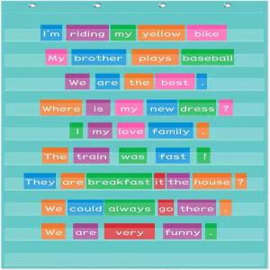 Dinife 표준 포켓 차트 28 x 43 인치 워드 월 편지 카드 문장 스트립 학교 교실 용품 가정용 교사 선물